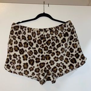 Aerie Fuzzy Leopard Pajama Shorts